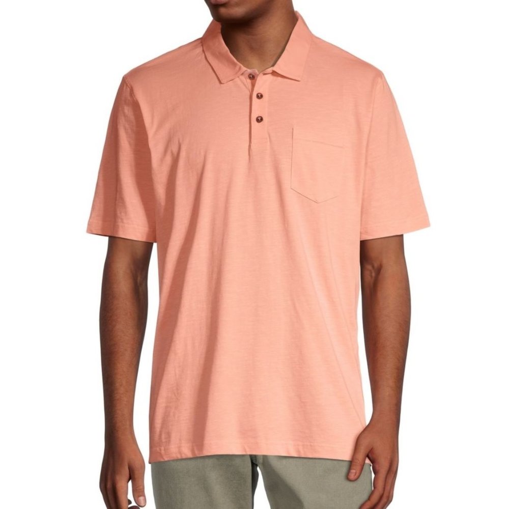 Ted Baker London Men's Distanc Slub Cotton SS Polo Pocket Shirt Orange $119 NWT